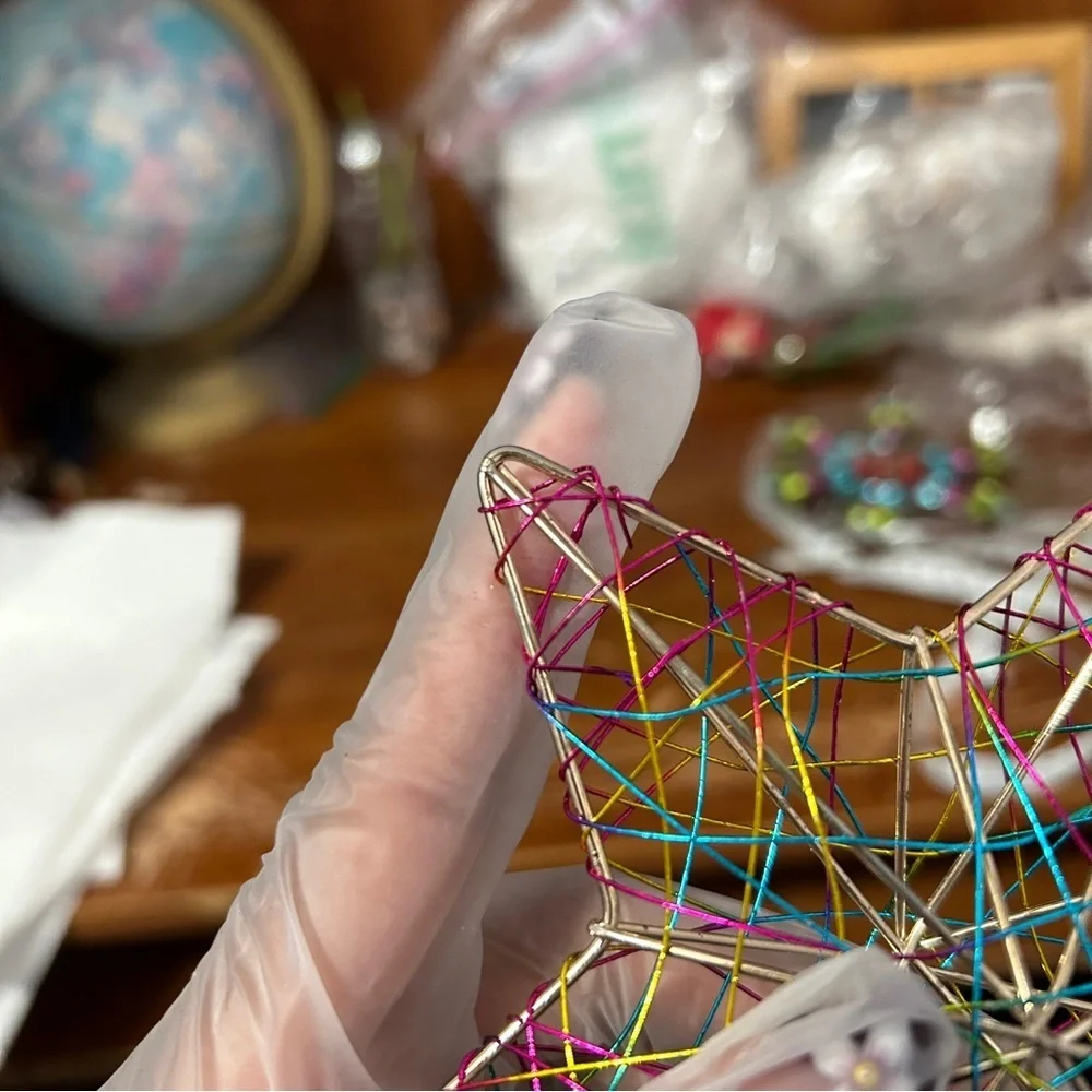 Multicolor Wire Art Star Christmas Ornament - “Mistletoe”